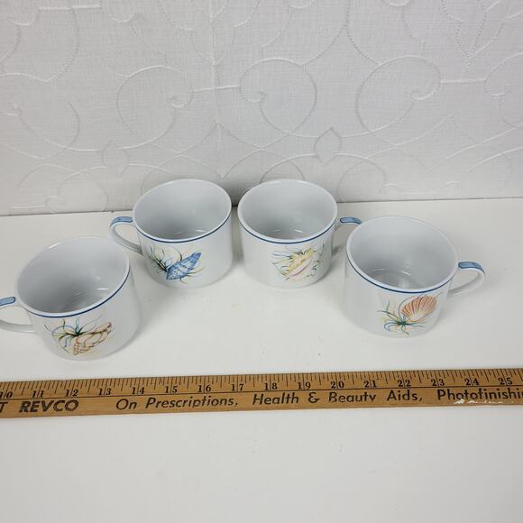National Wildlife Federation Coffee Mugs White Beach Seashells Set of 4 Cups - Picture 3 of 16